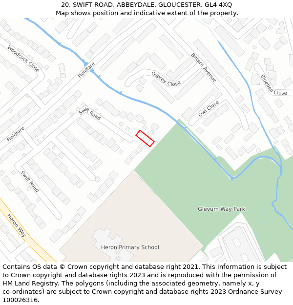 20, SWIFT ROAD, ABBEYDALE, GLOUCESTER, GL4 4XQ: Location map and indicative extent of plot