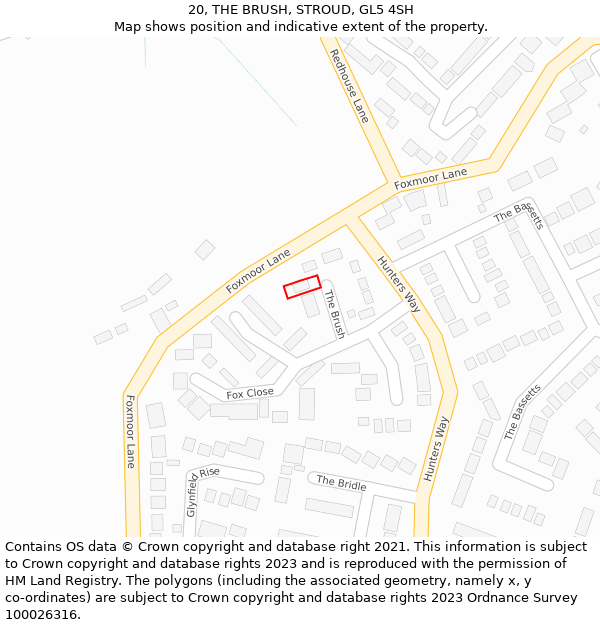 20, THE BRUSH, STROUD, GL5 4SH: Location map and indicative extent of plot