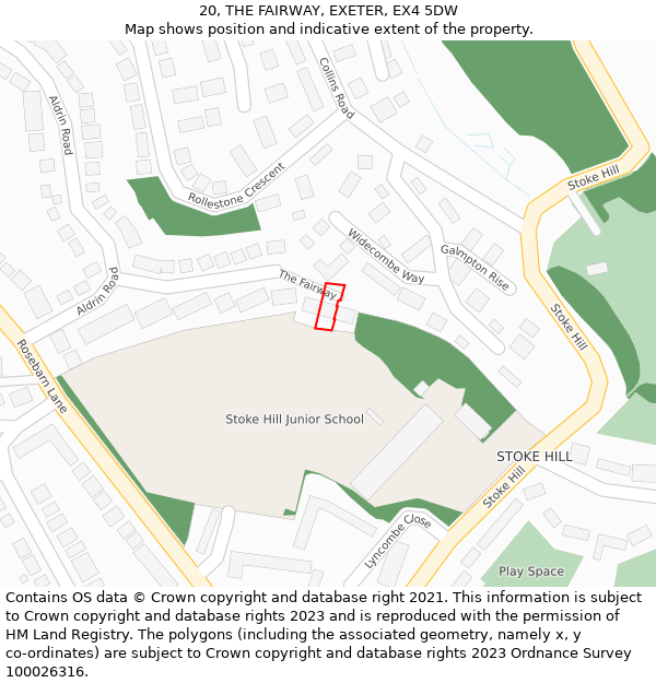 20, THE FAIRWAY, EXETER, EX4 5DW: Location map and indicative extent of plot