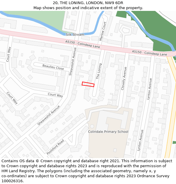 20, THE LONING, LONDON, NW9 6DR: Location map and indicative extent of plot