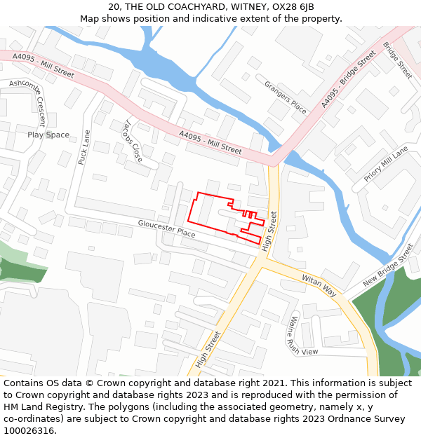 20, THE OLD COACHYARD, WITNEY, OX28 6JB: Location map and indicative extent of plot