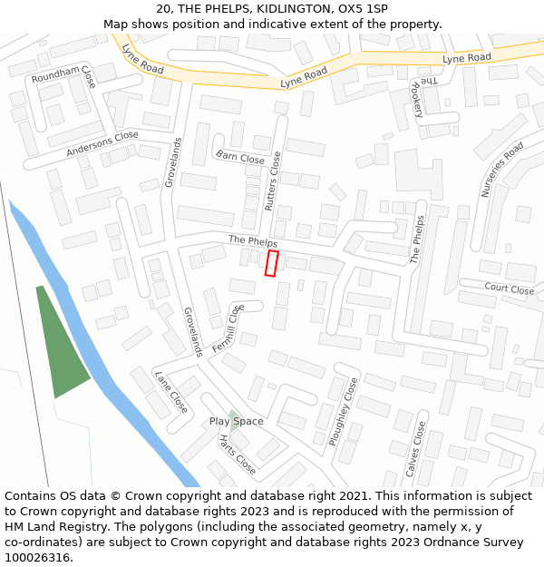 20, THE PHELPS, KIDLINGTON, OX5 1SP: Location map and indicative extent of plot