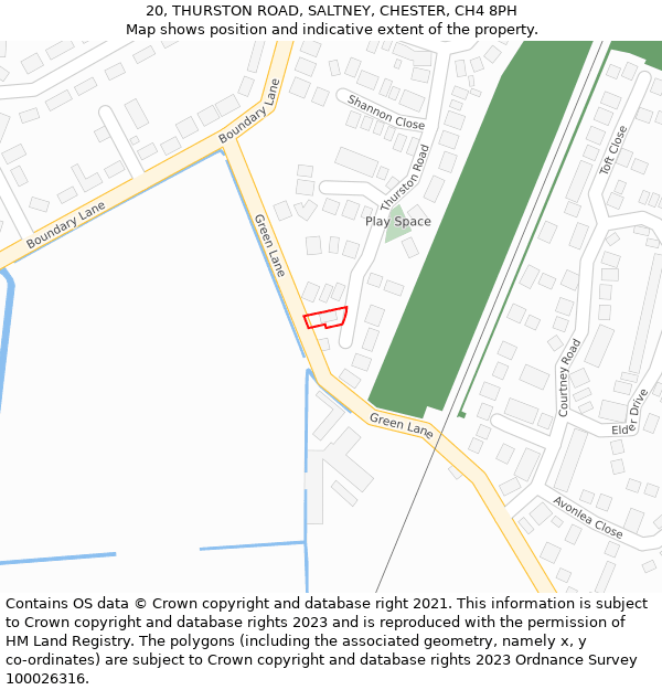 20, THURSTON ROAD, SALTNEY, CHESTER, CH4 8PH: Location map and indicative extent of plot