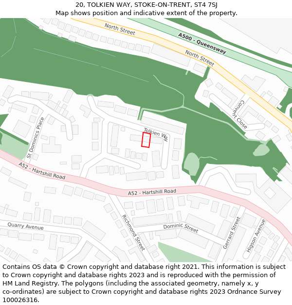20, TOLKIEN WAY, STOKE-ON-TRENT, ST4 7SJ: Location map and indicative extent of plot
