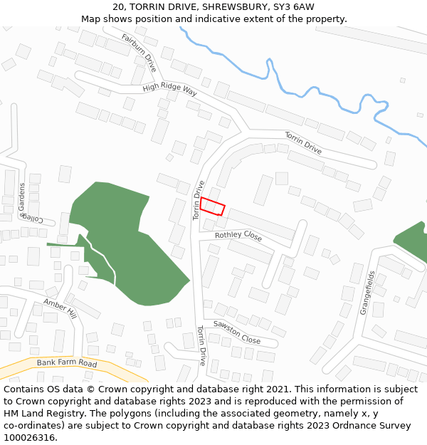 20, TORRIN DRIVE, SHREWSBURY, SY3 6AW: Location map and indicative extent of plot