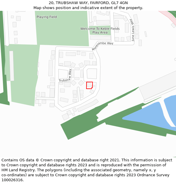 20, TRUBSHAW WAY, FAIRFORD, GL7 4GN: Location map and indicative extent of plot