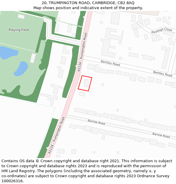 20, TRUMPINGTON ROAD, CAMBRIDGE, CB2 8AQ: Location map and indicative extent of plot