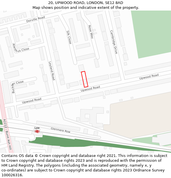 20, UPWOOD ROAD, LONDON, SE12 8AD: Location map and indicative extent of plot