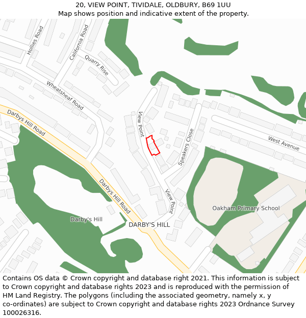 20, VIEW POINT, TIVIDALE, OLDBURY, B69 1UU: Location map and indicative extent of plot