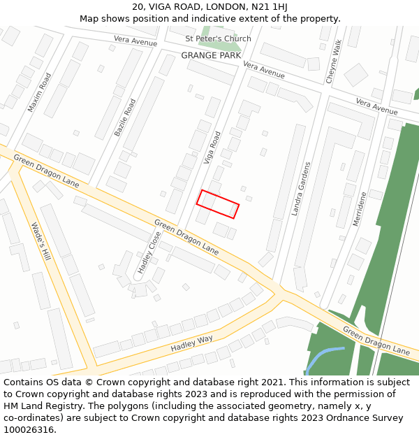 20, VIGA ROAD, LONDON, N21 1HJ: Location map and indicative extent of plot