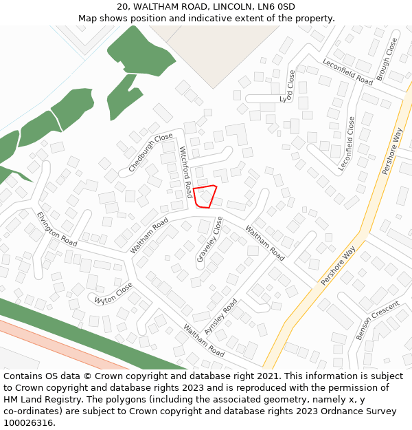 20, WALTHAM ROAD, LINCOLN, LN6 0SD: Location map and indicative extent of plot