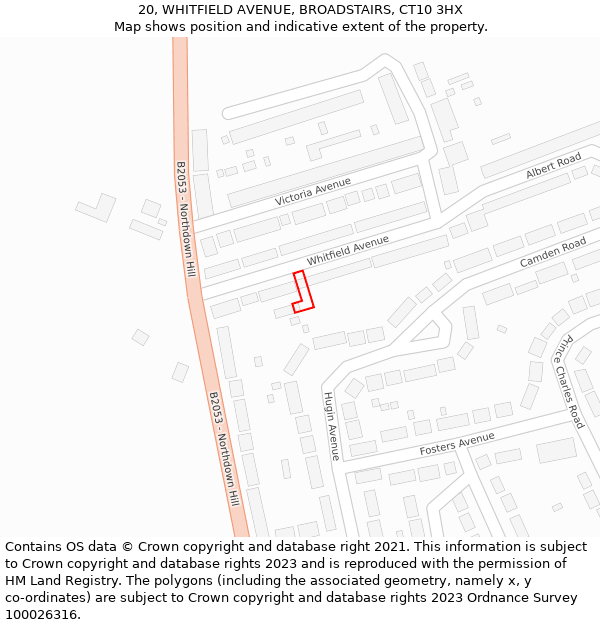 20, WHITFIELD AVENUE, BROADSTAIRS, CT10 3HX: Location map and indicative extent of plot