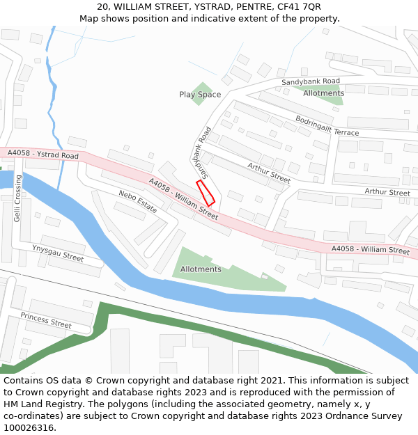 20, WILLIAM STREET, YSTRAD, PENTRE, CF41 7QR: Location map and indicative extent of plot
