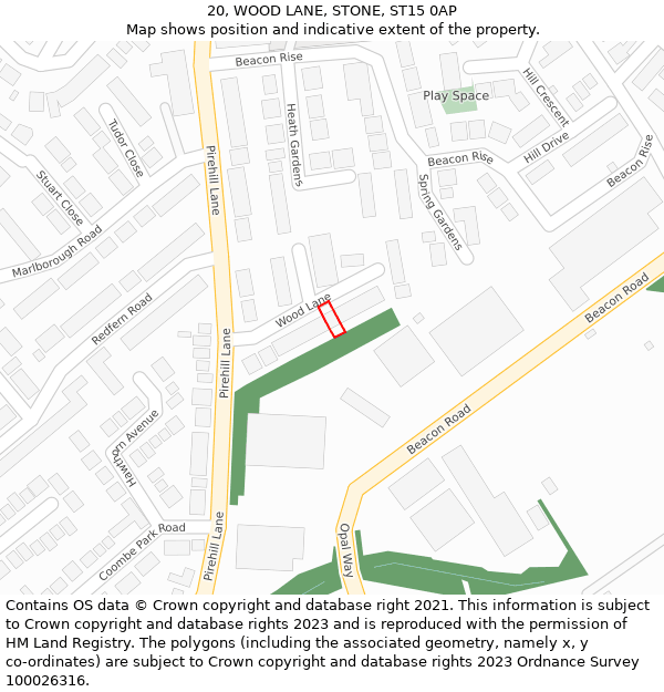 20, WOOD LANE, STONE, ST15 0AP: Location map and indicative extent of plot