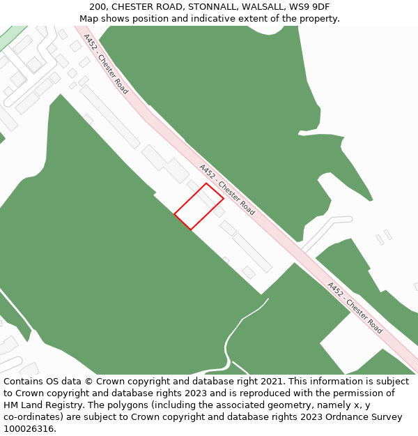 200, CHESTER ROAD, STONNALL, WALSALL, WS9 9DF: Location map and indicative extent of plot