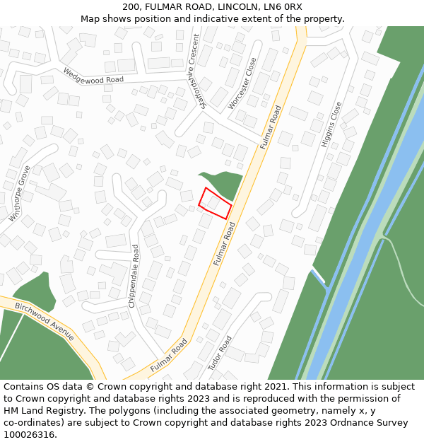 200, FULMAR ROAD, LINCOLN, LN6 0RX: Location map and indicative extent of plot