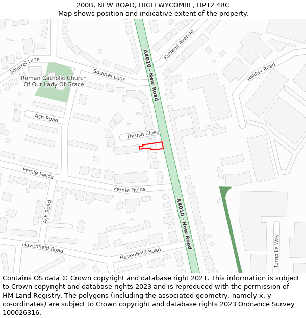 200B, NEW ROAD, HIGH WYCOMBE, HP12 4RG: Location map and indicative extent of plot