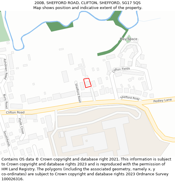 200B, SHEFFORD ROAD, CLIFTON, SHEFFORD, SG17 5QS: Location map and indicative extent of plot