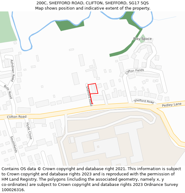 200C, SHEFFORD ROAD, CLIFTON, SHEFFORD, SG17 5QS: Location map and indicative extent of plot