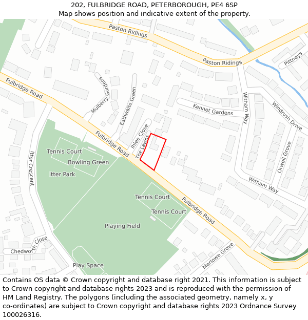 202, FULBRIDGE ROAD, PETERBOROUGH, PE4 6SP: Location map and indicative extent of plot