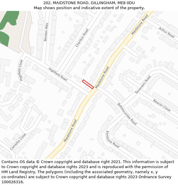 202, MAIDSTONE ROAD, GILLINGHAM, ME8 0DU: Location map and indicative extent of plot
