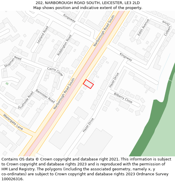 202, NARBOROUGH ROAD SOUTH, LEICESTER, LE3 2LD: Location map and indicative extent of plot