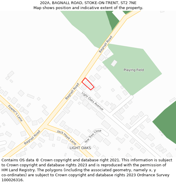 202A, BAGNALL ROAD, STOKE-ON-TRENT, ST2 7NE: Location map and indicative extent of plot