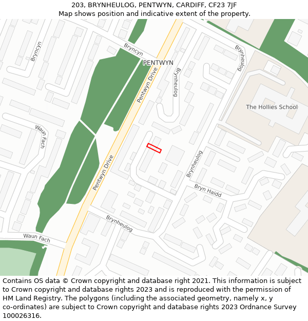 203, BRYNHEULOG, PENTWYN, CARDIFF, CF23 7JF: Location map and indicative extent of plot