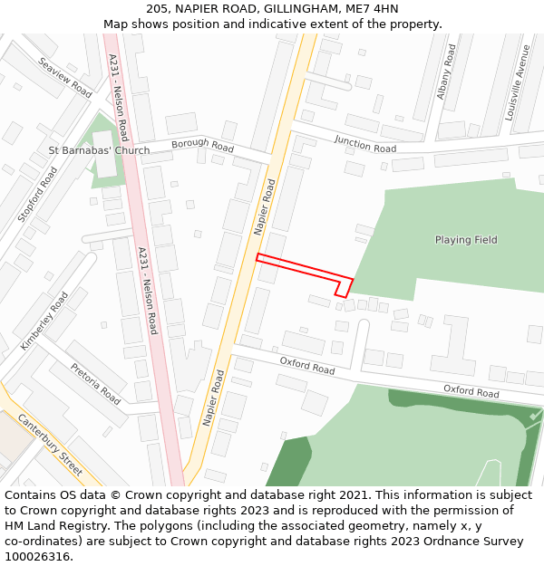 205, NAPIER ROAD, GILLINGHAM, ME7 4HN: Location map and indicative extent of plot