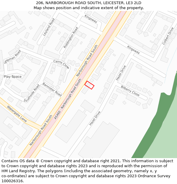 206, NARBOROUGH ROAD SOUTH, LEICESTER, LE3 2LD: Location map and indicative extent of plot