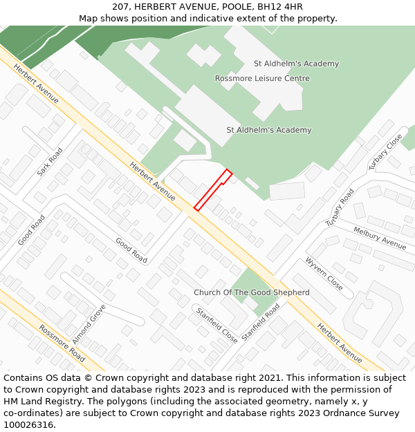 207, HERBERT AVENUE, POOLE, BH12 4HR: Location map and indicative extent of plot