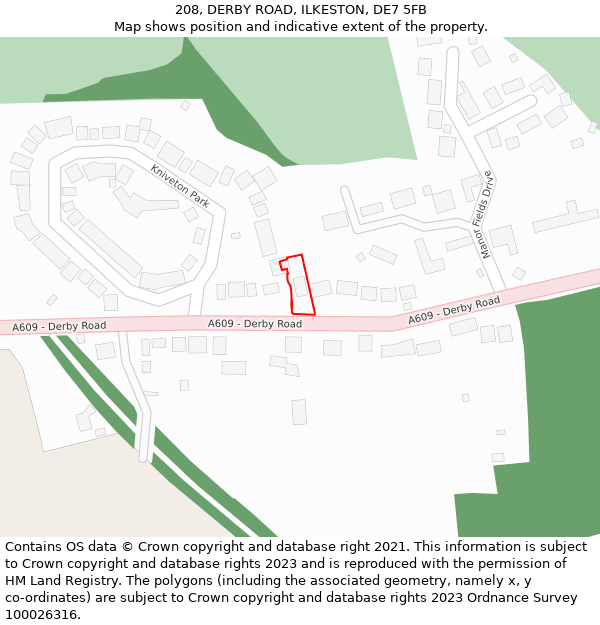 208, DERBY ROAD, ILKESTON, DE7 5FB: Location map and indicative extent of plot
