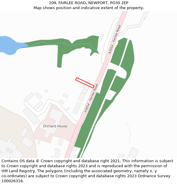 209, FAIRLEE ROAD, NEWPORT, PO30 2EP: Location map and indicative extent of plot