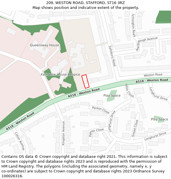 209, WESTON ROAD, STAFFORD, ST16 3RZ: Location map and indicative extent of plot