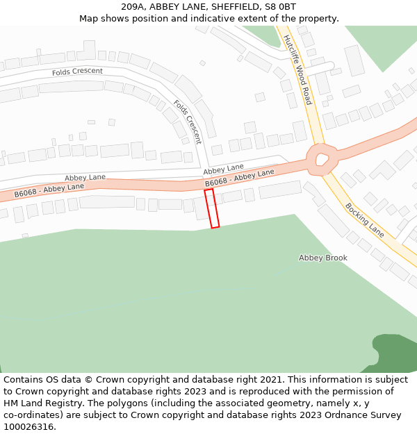 209A, ABBEY LANE, SHEFFIELD, S8 0BT: Location map and indicative extent of plot