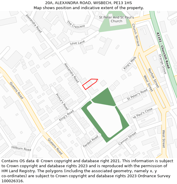 20A, ALEXANDRA ROAD, WISBECH, PE13 1HS: Location map and indicative extent of plot