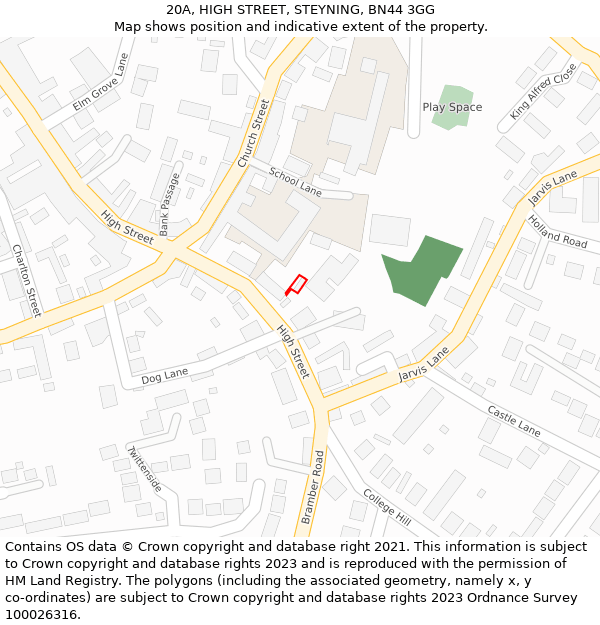 20A, HIGH STREET, STEYNING, BN44 3GG: Location map and indicative extent of plot