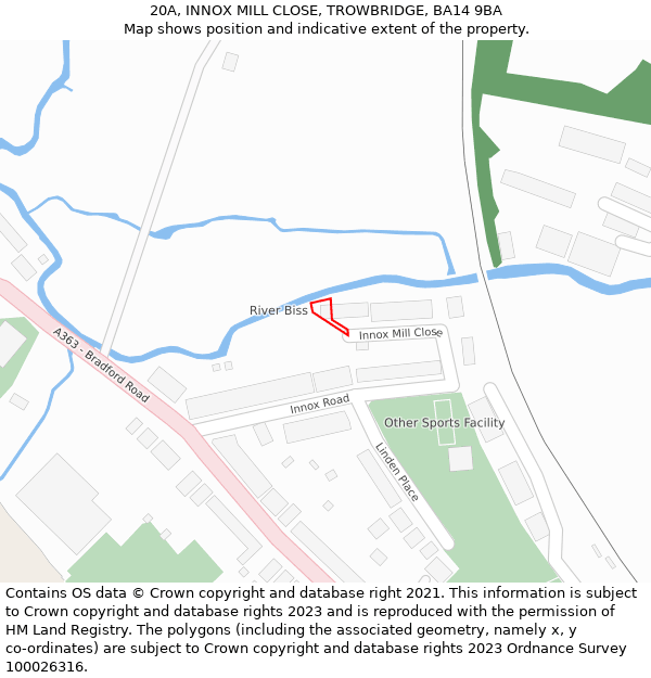 20A, INNOX MILL CLOSE, TROWBRIDGE, BA14 9BA: Location map and indicative extent of plot