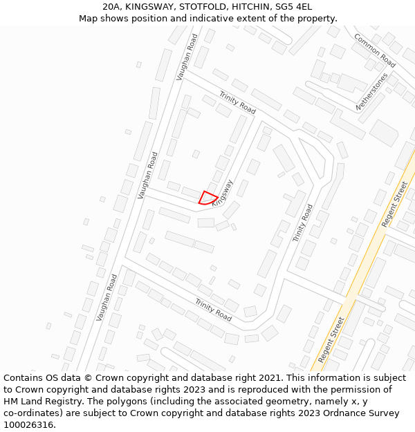 20A, KINGSWAY, STOTFOLD, HITCHIN, SG5 4EL: Location map and indicative extent of plot