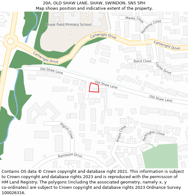 20A, OLD SHAW LANE, SHAW, SWINDON, SN5 5PH: Location map and indicative extent of plot