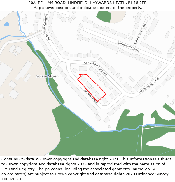 20A, PELHAM ROAD, LINDFIELD, HAYWARDS HEATH, RH16 2ER: Location map and indicative extent of plot
