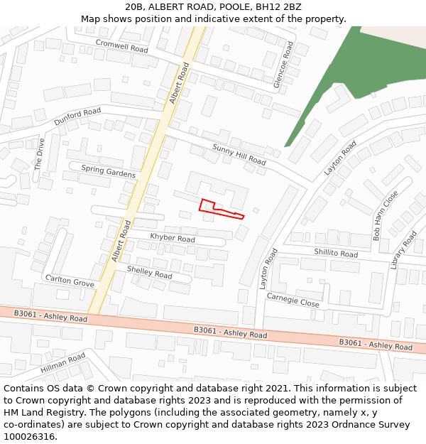 20B, ALBERT ROAD, POOLE, BH12 2BZ: Location map and indicative extent of plot