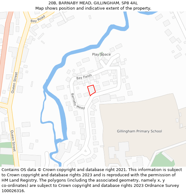 20B, BARNABY MEAD, GILLINGHAM, SP8 4AL: Location map and indicative extent of plot