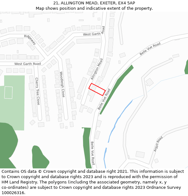 21, ALLINGTON MEAD, EXETER, EX4 5AP: Location map and indicative extent of plot