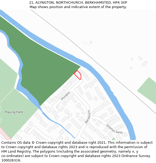 21, ALYNGTON, NORTHCHURCH, BERKHAMSTED, HP4 3XP: Location map and indicative extent of plot