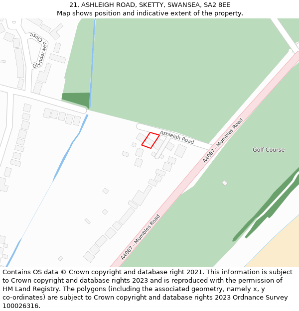 21, ASHLEIGH ROAD, SKETTY, SWANSEA, SA2 8EE: Location map and indicative extent of plot