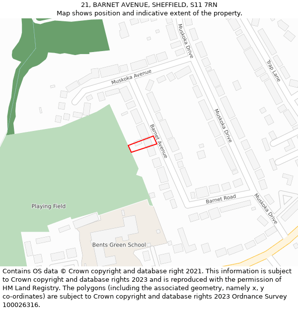 21, BARNET AVENUE, SHEFFIELD, S11 7RN: Location map and indicative extent of plot