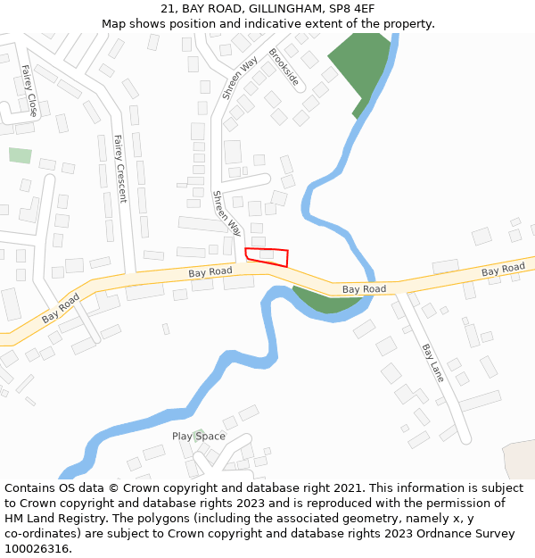 21, BAY ROAD, GILLINGHAM, SP8 4EF: Location map and indicative extent of plot