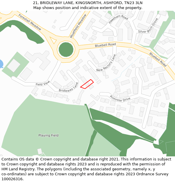 21, BRIDLEWAY LANE, KINGSNORTH, ASHFORD, TN23 3LN: Location map and indicative extent of plot