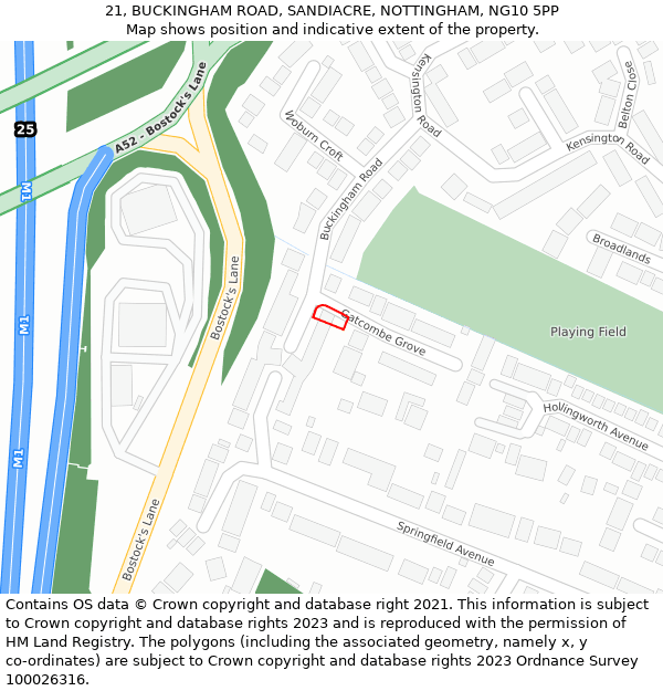 21, BUCKINGHAM ROAD, SANDIACRE, NOTTINGHAM, NG10 5PP: Location map and indicative extent of plot